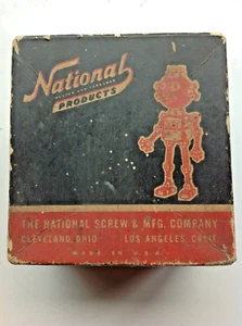 VINTAGE ROBOT BOX W/ SCREWS NAT THE ROBOT NATIONAL SCREW & MFG Co. USA TOOLS Fun - Picture 1 of 11