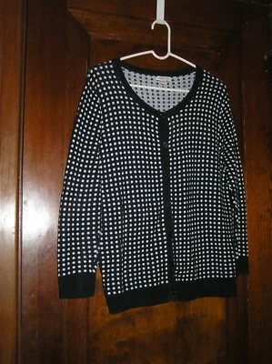  TARGET MERONA PUNTO BLANCO NEGRO ALGODÓN CÁRDIGAN SUÉTER TALLA L 0320 fa  Foto 1 de 3