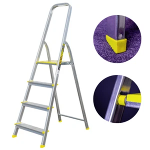 Haushaltsleiter mit 4 Stufen – Profi-Leiter aus Aluminium 2,78m Arbeitshöhe  - Bild 1 von 8