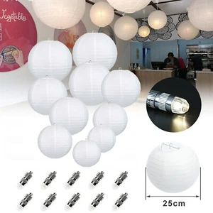 10 Pack Papierlaterne Lampion Laterne Lampe mit LED-Ballons Lichter Dekoration - Bild 1 von 11