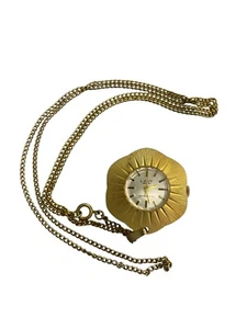 Vintage Collectable Swiss Lady Deluxe Antimagnetic wind up Gold necklace watch - Picture 1 of 11