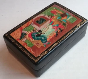 SmallRect Russian r Box 3 1/4"X 2 1/2" X 1 1/2"FAKE RUSSIAN BOX FOLK TALE-SIGNED - Picture 1 of 10