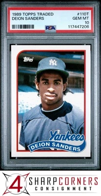 1989 TOPPS TRADED #110T DEION SANDERS RC YANKEES PSA 10 - Image 1 of 2