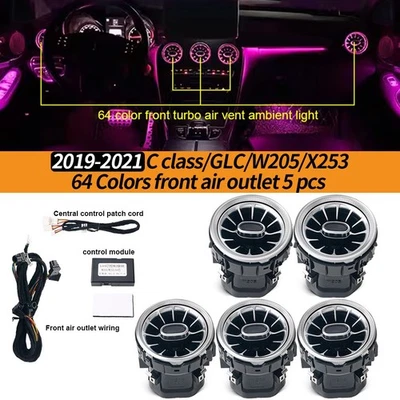 64 Colors Air Vent LED Ambient Light For Mercedes Benz W205 GLC X253 2019-2021 - Image 1 of 4