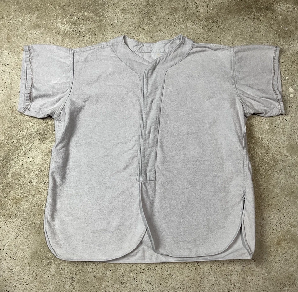 Винтажная бейсбольная футболка 50-х Rawlings размер 46 XL без рисунка серая редкая на пуговицах США - Изображение 1 из 4