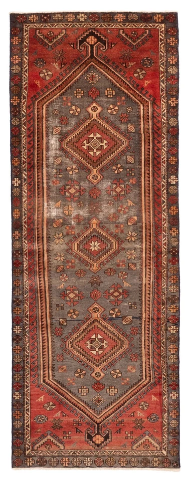 Alfombra de corredor vintage anudada a mano alfombra de lana oriental tradicional de 3'3" x 9'1" Foto 1 de 4