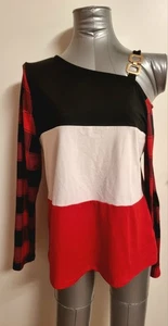 Damen Shirt langarm cut out rechts kariert Gr. M - Bild 1 von 3