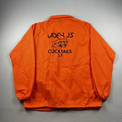 Vintage San Francisco Coach Jacket Mens Medium Orange Joey J's Cocktails USA 70s - Image 1 of 4