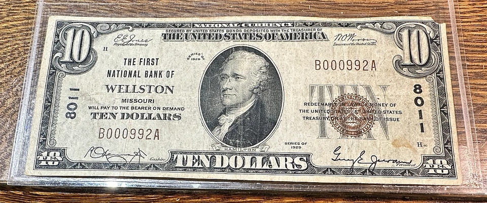 1929 $10 National Currency Wellston MI Apparent VF Best Price on Ebay* CHRC - Image 1 of 2