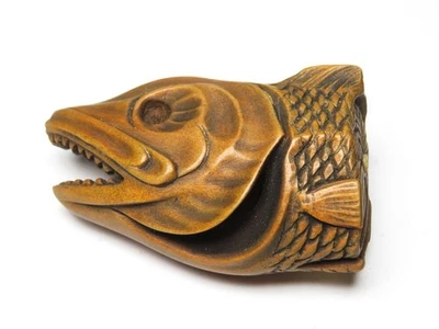 Japón Antiguo Netsuke Salmón Inro Ojime Sagemono Raro Era Meiji 1868-1912 Orig. Foto 1 de 4