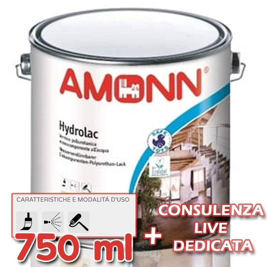 Pittura per legno all'acqua vernice amonn hydrolac 750ml lucido incolore tras... - Immagine 1 di 1
