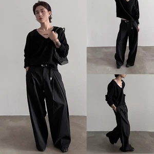 Herren Freizeithose drapiert Streetwear tägliche Kleidung bequeme Passform eleg - Picture 1 of 48