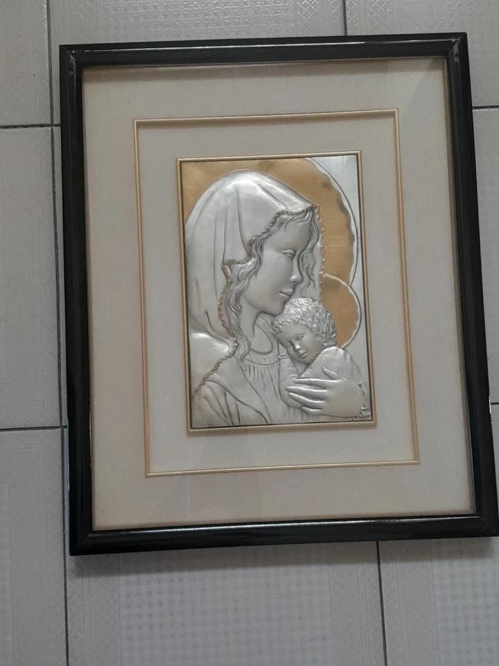QUADRO CAPOLETTO MADONNA SU LASTRA IN ARGENTO CON CERTFICATO ALLIANI - Immagine 1 di 4