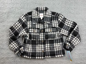 Cat & Jack Girl's Size Medium (8) Cropped Plaid Shacket Black - Picture 1 of 7