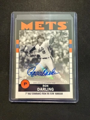 2021 TOPPS ESPN ONCE UPON A TIME IN QUEENS RON DARLING BLUE/ORANGE AUTO /86 - Image 1 of 4