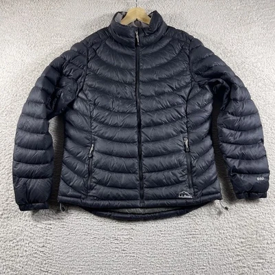 LL Bean Jacket Womens Large Black Downtek Goose Down 850 Fill Puffer Hiking Gorp - Image 1 of 4