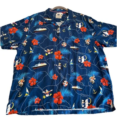 Рубашка мужская Tommy Bahama Disney Cruise Line XXL 100% шелк гавайская с Микки Маусом - Изображение 1 из 4