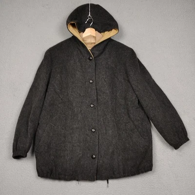 Auténtico Chaleco Mackintosh Mujer XL Gris 100% Lana Pura Con Capucha Hecho en EE. UU. Foto 1 de 4