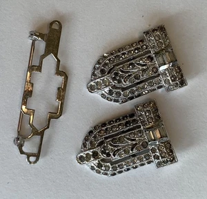 VINTAGE ART DECO 1930er CORO DUETTE BROSCHE PAT 1798867 SILBERFARBEN 3 STÜCK 2,5" - Bild 1 von 4