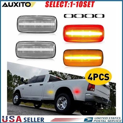 Fit 2010-2018 Dodge Ram 2500 3500 Dually Bed Clear LED Side Marker Lights 4-20X - Image 1 of 4