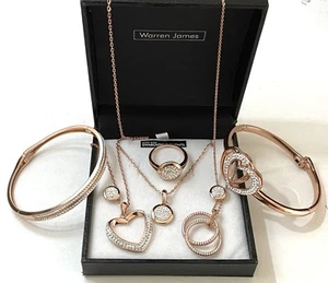 Beautiful Collection Warren James Rose Gold Plate Crystal Jewellery Job Lot - Picture 1 of 12