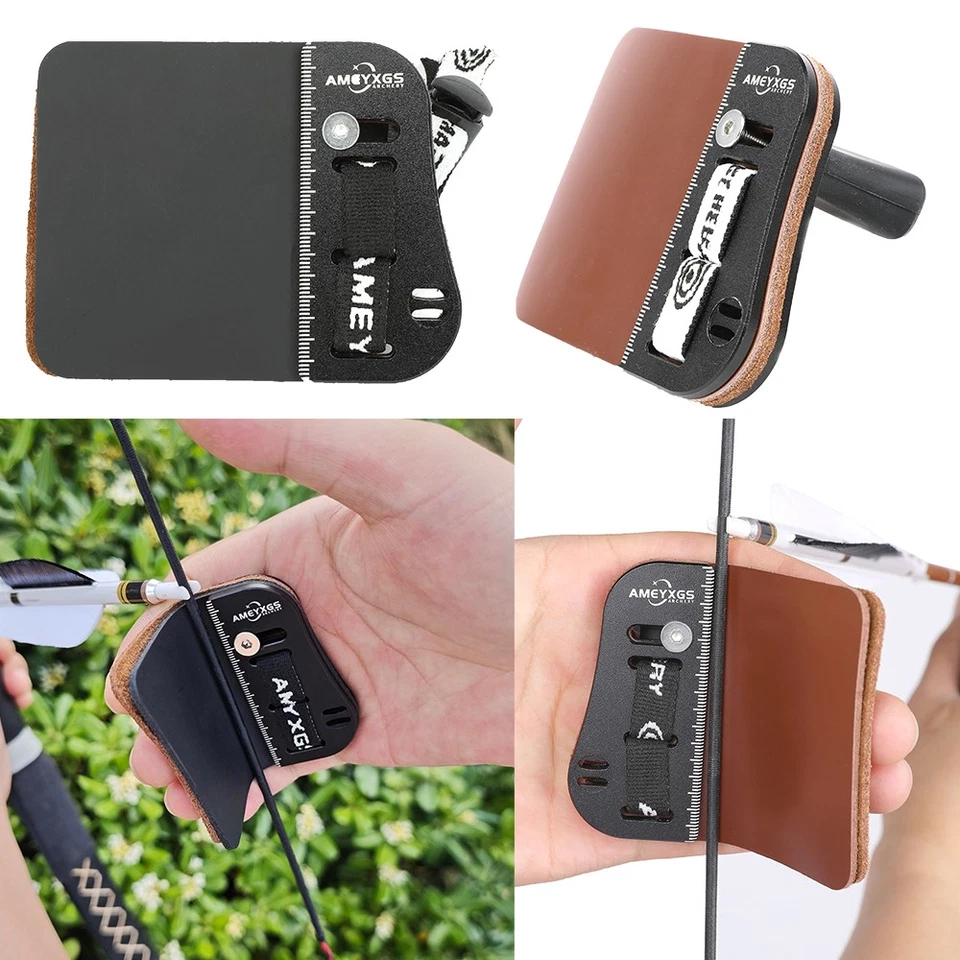 Archery Barebow Finger Tab Guard Bow Protector Gear Cow Leather Right Left Hand - Image 1 of 4