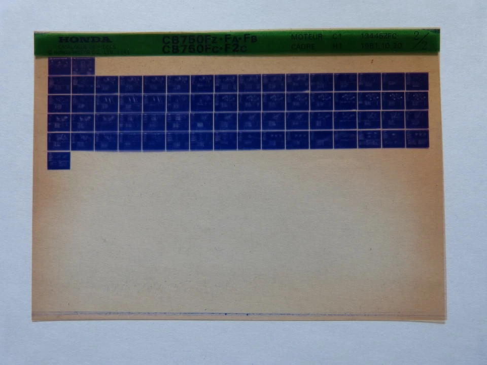 Microficha Moto Honda : CB750Fz Fa Fb FC F2c Desde 1981 2/2 - Imagen 1 de 1