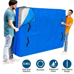 Waterproof Mattress Bag for Moving Storage Reusable Heavy Duty Tarp with Zipper - Picture 1 of 27