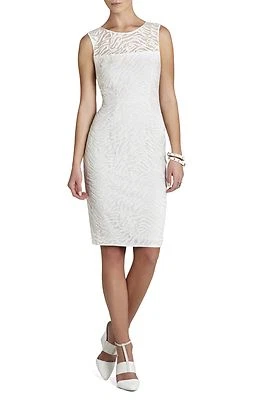 NUEVO VESTIDO RECTO BCBGMAXAZRIA BLANCO ROTO NYLON ALICIA ADV64A44/AM503 TALLA 6 Foto 1 de 3