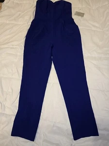 Adelyn Rae Strapless Sweetheart Neck Dark Purple Pocket Jumpsuit Size M NWT - Picture 1 of 10