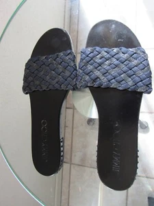 Sandali slip on Jimmy Choo donna tessuto blu navy glitter slide punta aperta taglia 37,5 - Foto 1 di 5