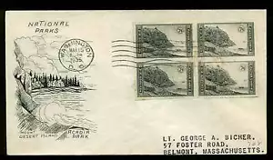762 BLOCK of 4 IMPERF 7c PARKS FDC WASHINGTON, DC PLANTY #P1 GRIMSLAND CACHET - Picture 1 of 1