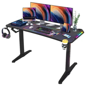 160CM Large Manual Standing RGB Gaming Desk Sit to Stand Height Adjustable Table - Picture 1 of 16