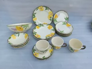 21 Pcs. Unused Set Franciscan Poppy & Medow Rose Bowls Plates Cups Saucers - Picture 1 of 6