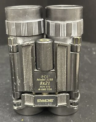 Vintage SIMMONS Model 1156 Binoculars 8x21 with Case Compact 3 3/4" tall - Image 1 of 4