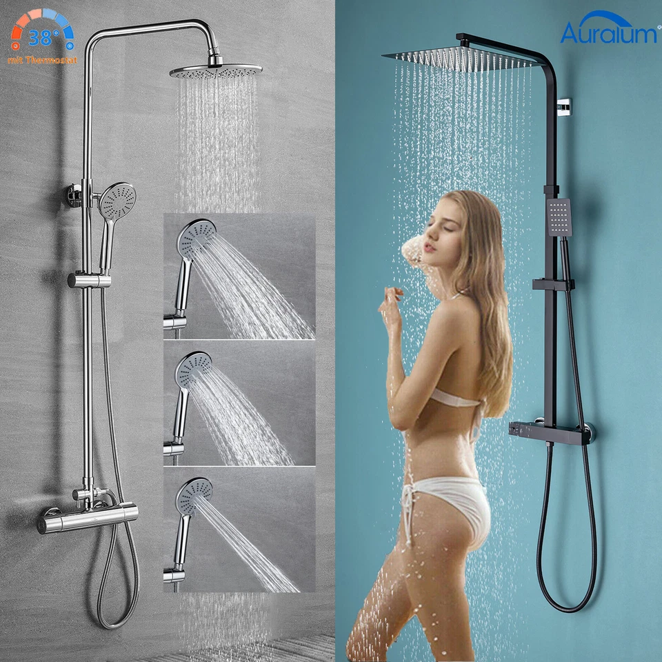 Duschsystem mit Thermostat Duscharmatur Regendusche Duschset Handbrause Dusche - Bild 1 von 1