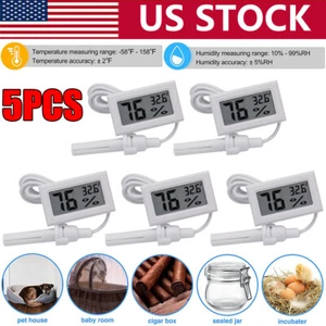 5Pcs LCD Digital Thermometer Hygrometer Humidity Meter Gauge w/ Sensor Probe - Picture 1 of 12