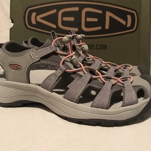 NEW KEEN Women 7.5 M Astoria West Sandals Washable Waterproof Grey/Coral 1023589 - Picture 1 of 7