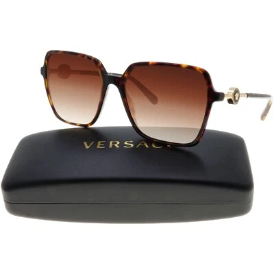 Gafas de sol Versace de gran tamaño VE4396 108/13 Havana con lentes degradadas con templos dorados Foto 1 de 4
