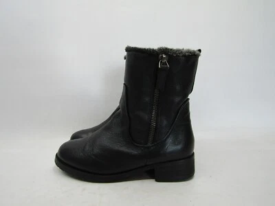 Steven By Steve Madden Acogedoras Mujeres Talla 9.5 M Cuero Negro Invierno Forradas 7" Botas Foto 1 de 4