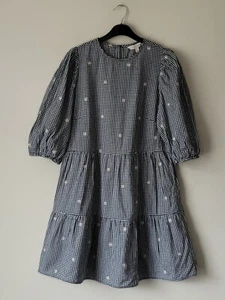 LIPSY LOVE & ROSES Gingham Daisy Dress Black White Size 12 BNWT  - Picture 1 of 18