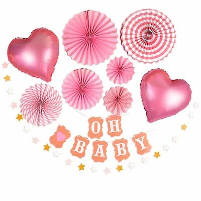 Baby shower decorations White & Pink Girl Baby Shower Centerpiece Kit 11 Pieces - Image 1 of 4