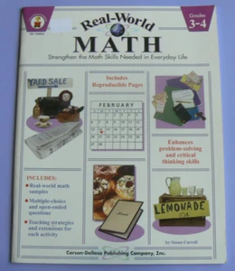 Carson Dellosa Real-World MATH, gr.3-4 LN wkbk w/ Answer Key CD-104024,Carroll - Picture 1 of 11