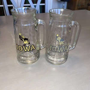 Vintage 1960-70er Jahre Herky Erdnuss Glas 2er Set Iowa Hawkeyes Fußball Tassen!! - Bild 1 von 5
