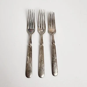 3 Vintage 1835 R. Wallace & Wallace 12 versilberte Tafelgabeln schlechter Zustand - Bild 1 von 4