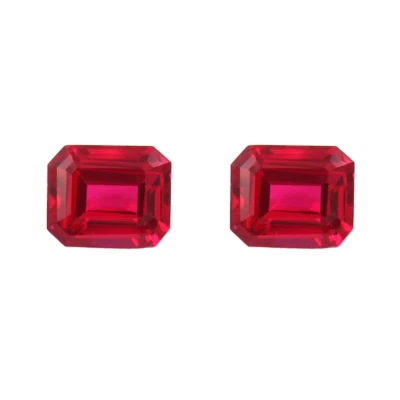 12x10mm AAA Natural Flawless Mozambique Red Ruby Pair Loose Emerald Cut Gemstone - Image 1 of 4