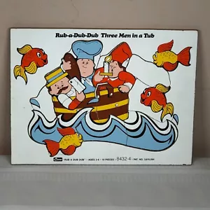 Vintage 1972 Drei Männer in einer Wanne Holzpuzzle Connor Spielzeug Kinderreim Alter 3-6 - Bild 1 von 3