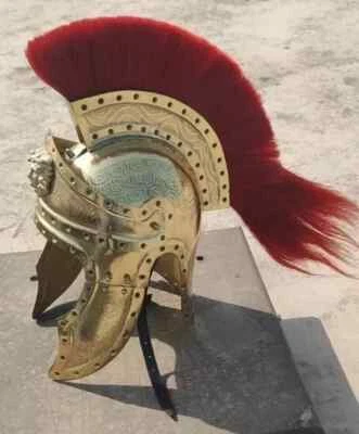 Casco Romano Estilo Antiguo Armadura Reina Casco Con Pluma Roja Foto 1 de 4