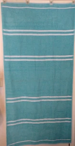 NEW STEVENS 100% COTTON BATH SHEET BEACH TOWEL AQUA STRIPE 70 X 36 - Picture 1 of 5