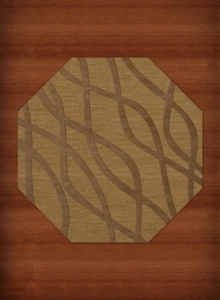 Yellow Transitional Hand Hooked Waves Lines Stripes Area Rug Abstract DV10 - Picture 1 of 12